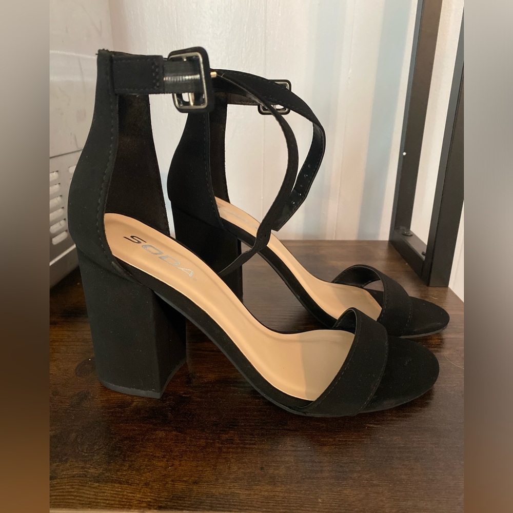 Soda Black Suede Heels